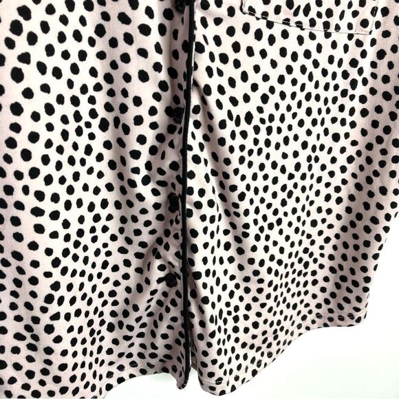 Kate Spade Pink and Black Dot Sleep Shirt Small Button Up Short Sleeve - Picture 5 of 8